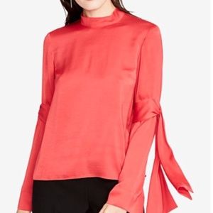 ❤️‍🔥 NWT Nordstrom Satin Tie Sleeve Mock Neck Blouse